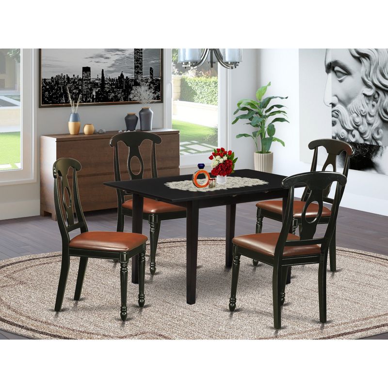 Dining Room Set - Wooden Dining Table with Butterfly Leaf and Dining Room Chairs (Color, Pieces  & Seat Type Options) - NOKE3-LWH-W