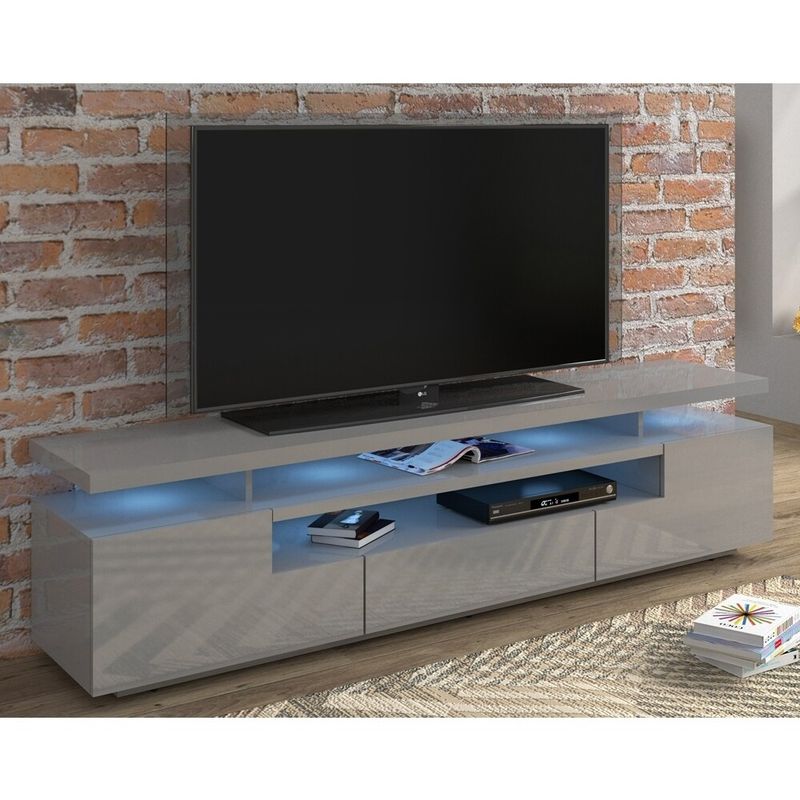 Strick & Bolton Sparkes 77-inch High Gloss TV Stand with LED Lights - White