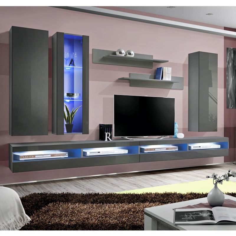 Fly E 35TV Wall Mounted Floating Modern Entertainment Center - Gray - EF5
