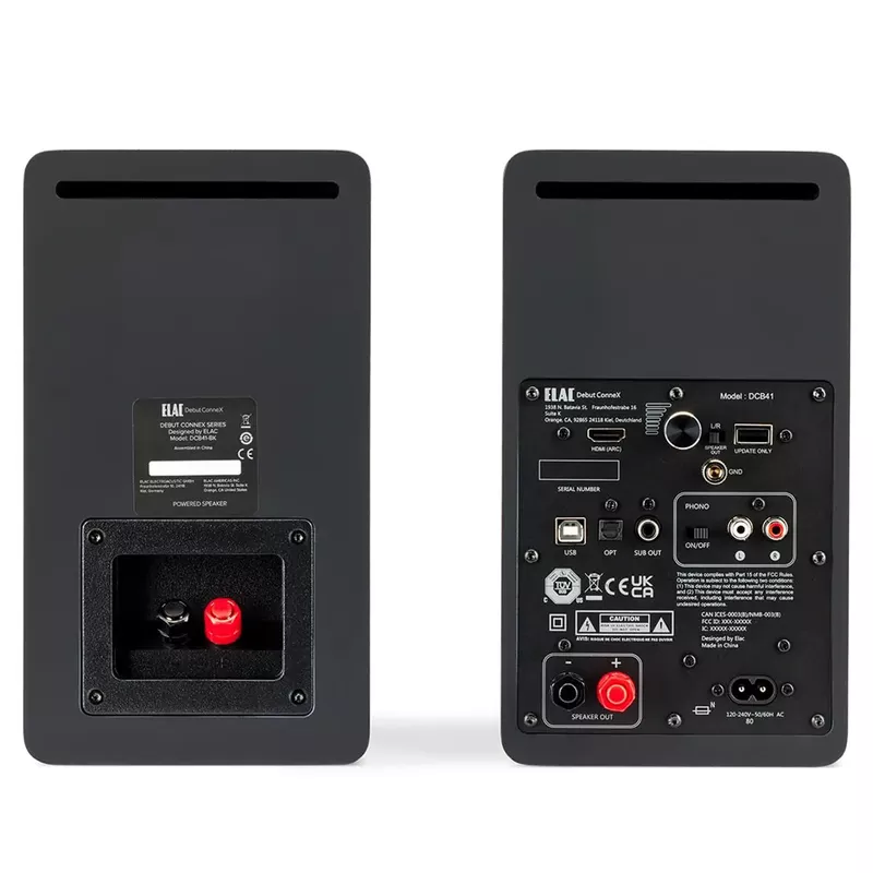 ELAC Debut ConneX DCB41 2-Way Active Powered Bookshelf Speakers, Pair - Black Ash