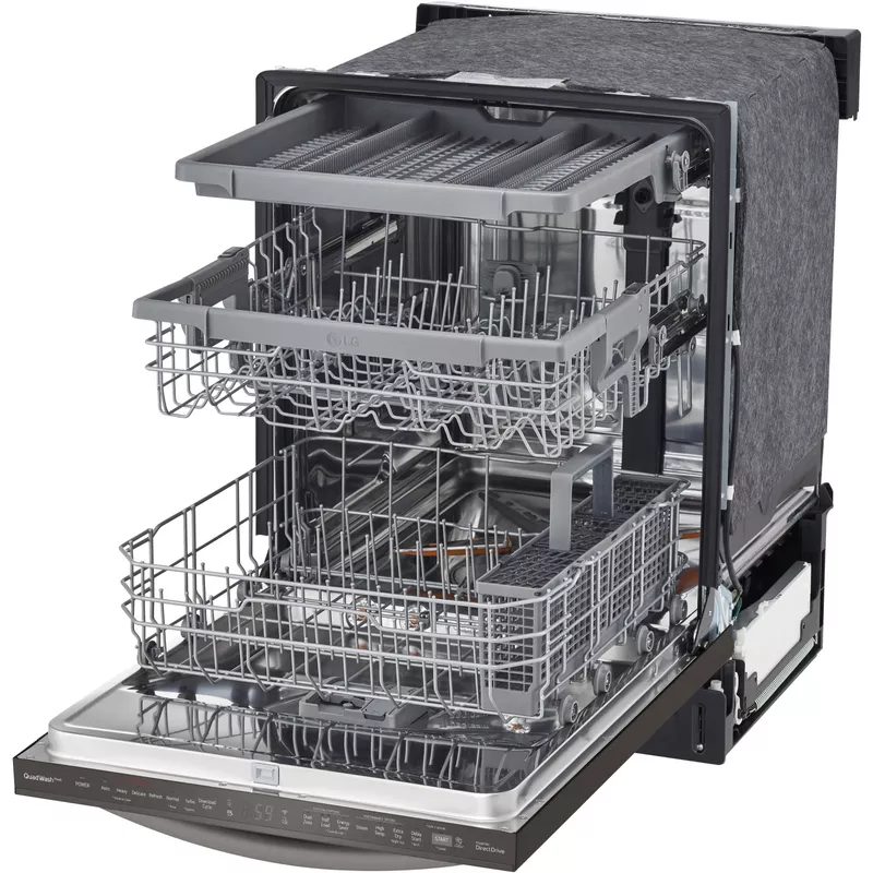 LG Top Control Wi-Fi Enabled Dishwasher with TrueSteam and 3rd Rack in Black Stainless Steel