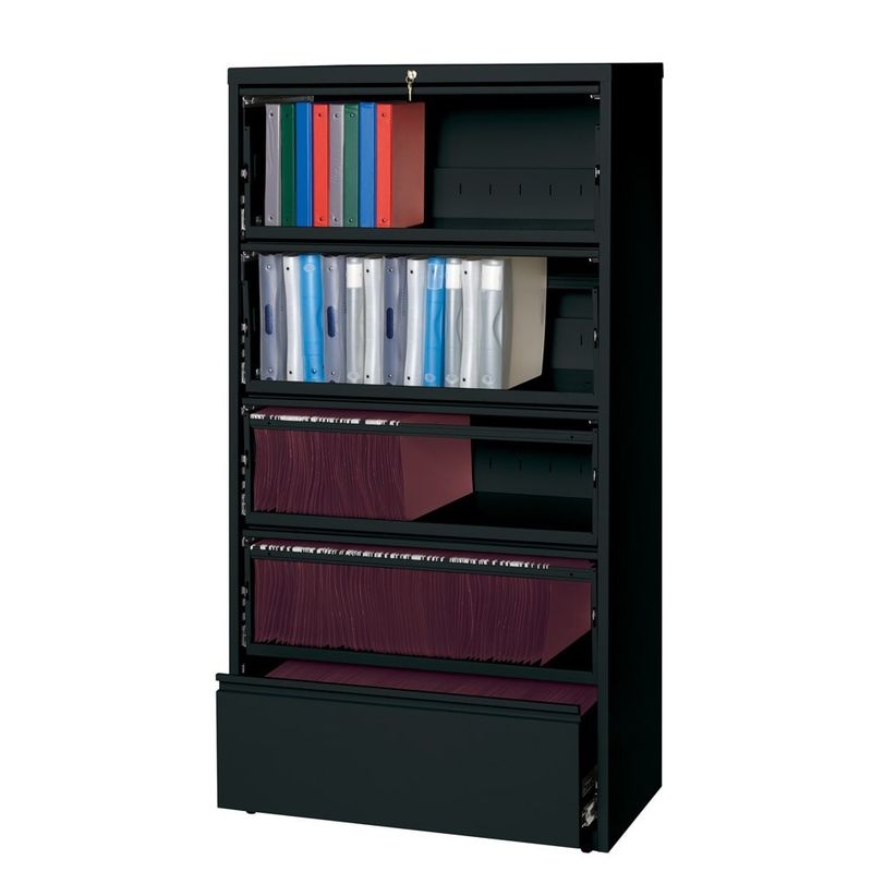 Hirsh 36-inch 5-drawer Lateral with Roll-out Shelves - Putty