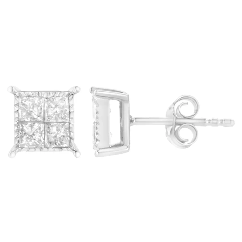 10k White Gold 3/4ct. TDW Composite Diamond Stud Earrings(I-J,I2-I3)