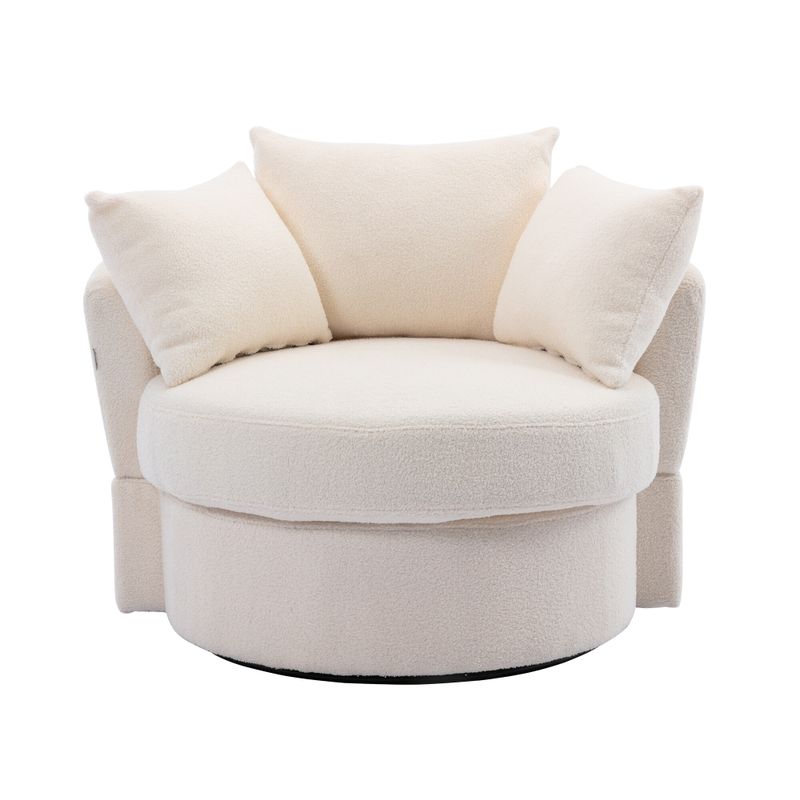 Modern Linen Swivel Accent Chair Bucket Chair - Beige