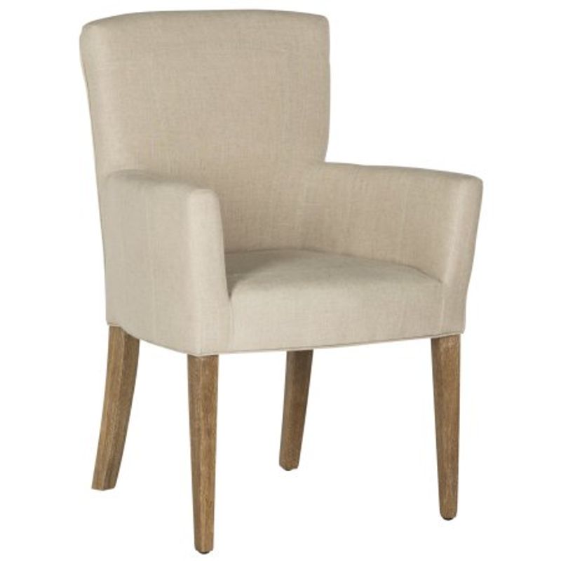 SAFAVIEH En Vogue Dining Dale Hemp Linen Arm Chair - 26.8" x 25.8" x 39.2" - Single - 26.8" x 25.8" x 39.2" - Short - Cream/White