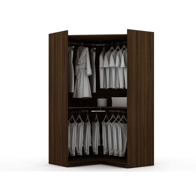Mulberry 2.0 Modern Corner Wardrobe Closet with 2 Hanging Rods - Tatiana Midnight Blue