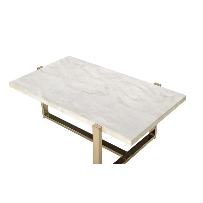 ACME Feit Coffee Table, Faux Marble & Champagne