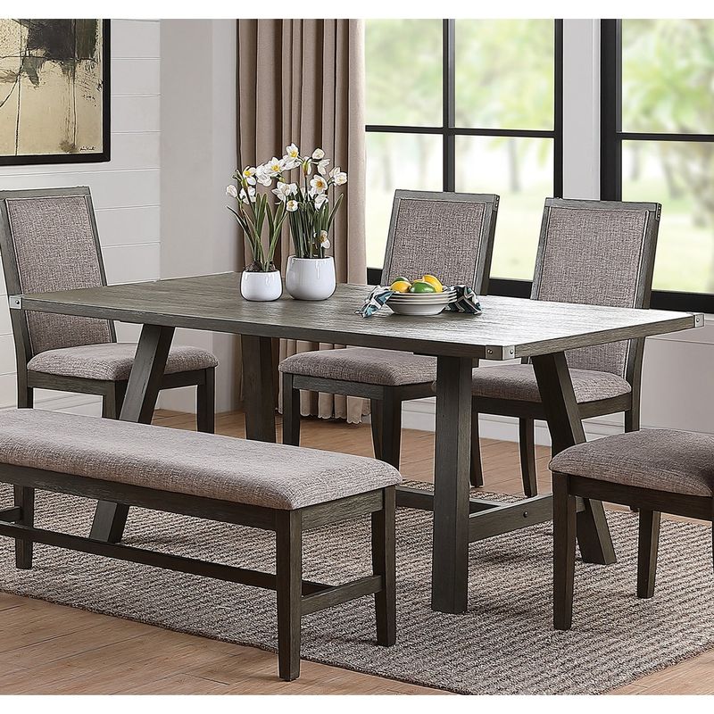 Rubber Wood Dining Table in Dark Grey - Standard Height