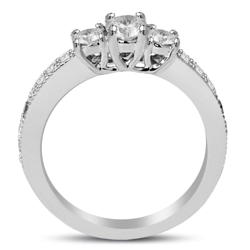 14k White Gold 1/ 2ct TDW Three-stone Diamond Ring - 7