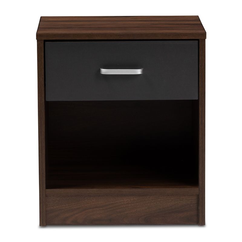 Contemporary 1-Drawer Brown and Grey Nightstand by Baxton Studio - 1-drawer