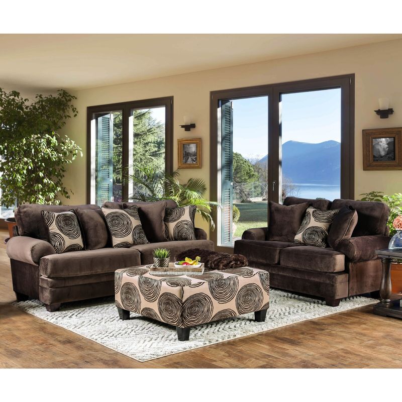 Jeta Transitional Microfiber Padded 2-Piece Living Room Set by Furniture of America - Grey