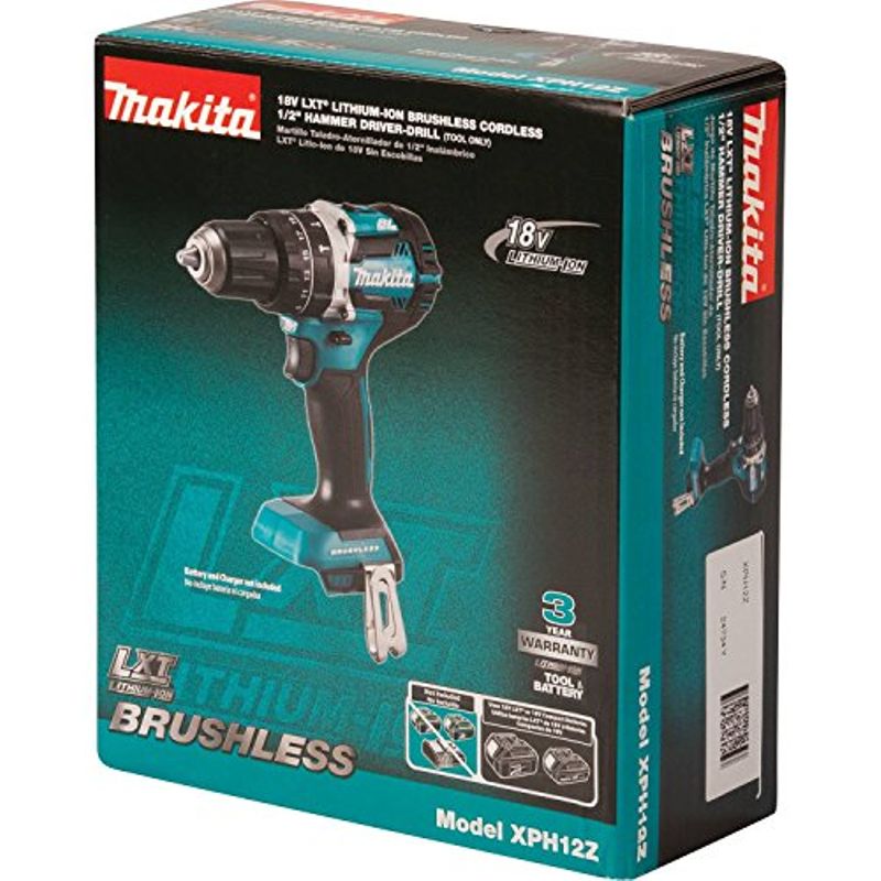 Makita XPH12Z 18V LXT Lithium-Ion Brushless Cordless 1/2" Hammer Driver-Drill, Tool Only