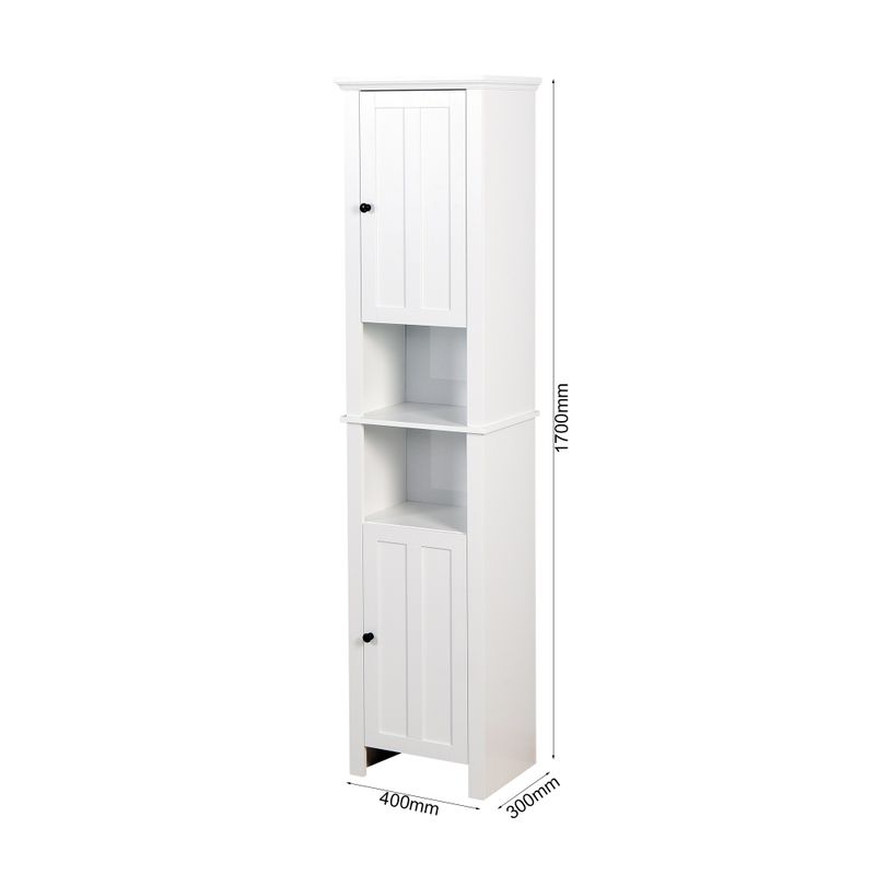 Bathroom Floor Storage Cabinet with 2 Doors and 6 Shelves - White