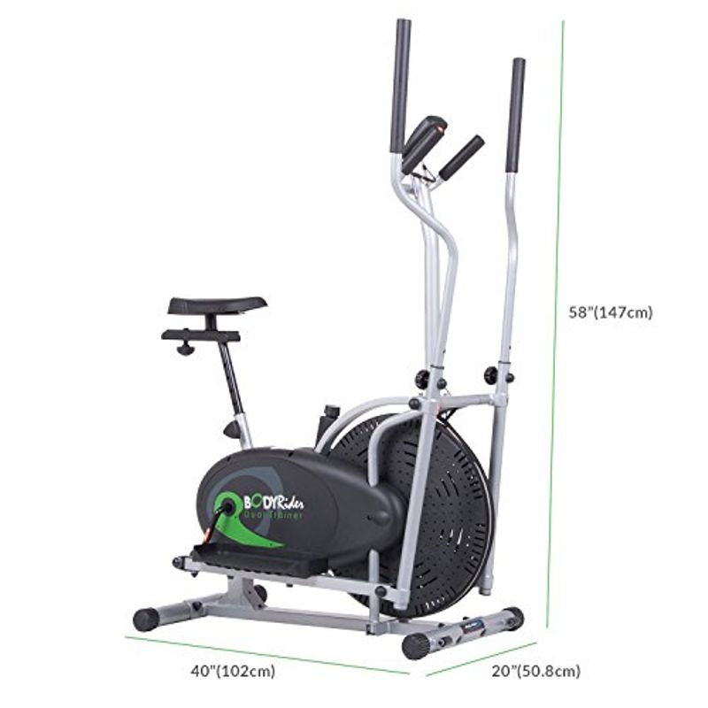 Body Rider Elliptical Trainer and Exercise Bike with Seat and Easy Computer / Dual Trainer 2 in 1 Cardio Home Office Fitness Workout...