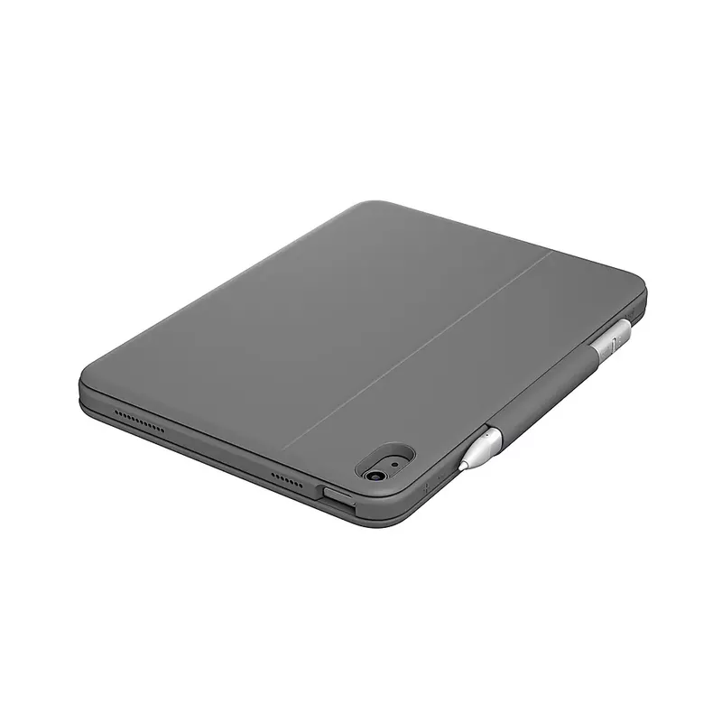 Logitech - Rugged Folio Keyboard Case for Apple iPad (10th Gen) with Spill-proof Keyboard - Oxford Gray