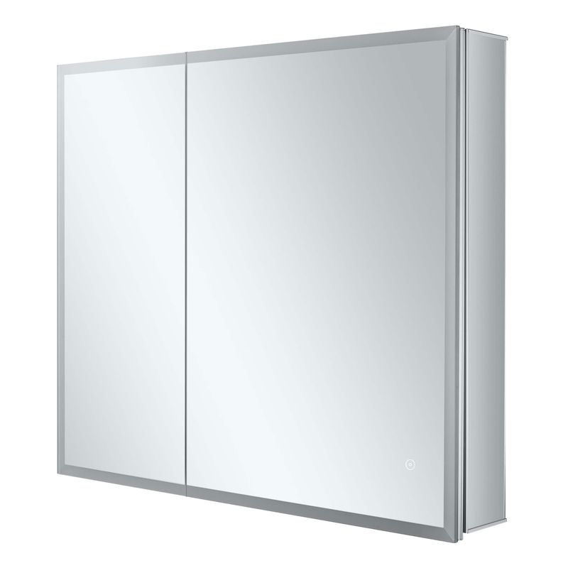 Mirrored Aluminum Bathroom Medicine Cabinet with LED lights - 15x30 - Right Hand Door