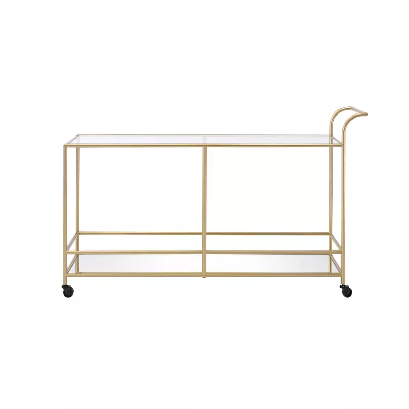 ACME Kenda Serving Cart, Clear Glass, Mirrored & Gold