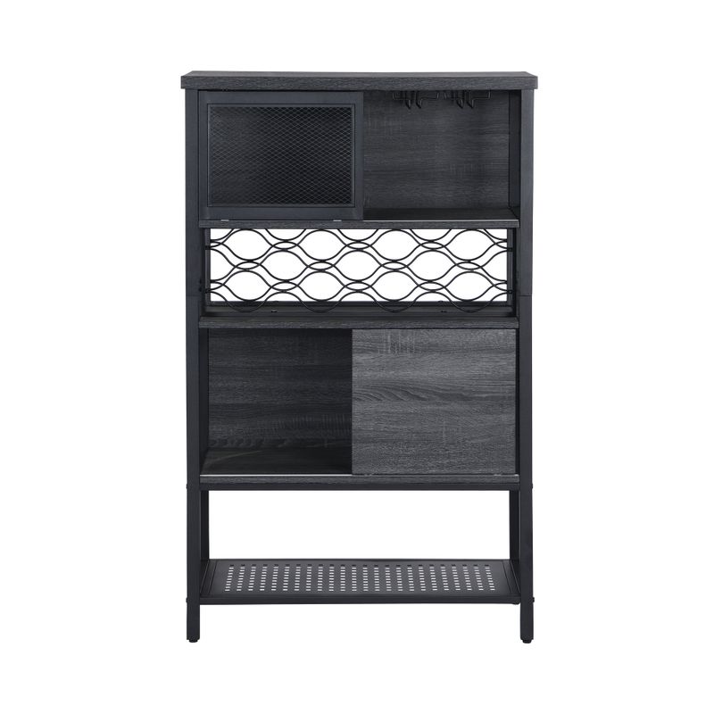 Industrial Bar Cabinet with Wine Rack for Liquor Home Storage Cabinet - 32.28*15.75*52.56 - Brown