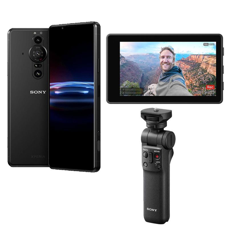 Sony Xperia PRO-I 1" Sensor Camera Smartphone with Sony Vlog Monitor, Sony GP-VPT2BT Wireless Shooting Grip