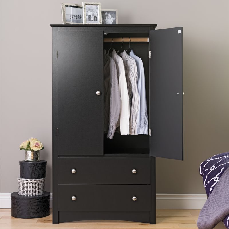 Porch & Den Commerce Black 2-drawer Armoire - 31.5" W x 58.75" H x 22" D - Drifted Gray