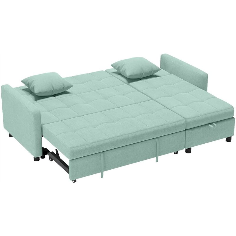 Reversible Sectional Sofa Sleeper, 82'' Wide Sectional Couch Pull-Out Sofa Bed with Storage Chaise - Grey