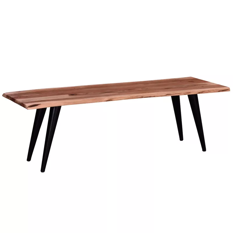 Palmerston Brown/Black Acacia Solid Wood Backless Dining Bench 58 in. W x 18 in. H