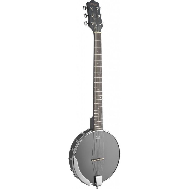 Stagg Black Wooden Open Back 6-string Banjo with Guitar Headstock - Open back, 6-string