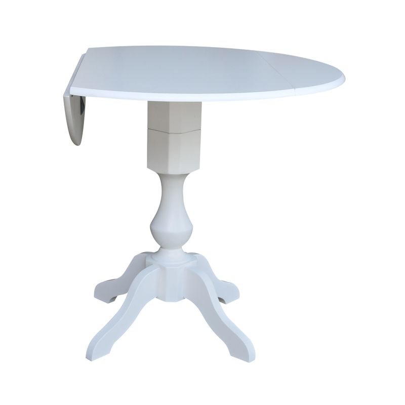 42" Round Dual Drop Leaf Pedestal Table - Dining Height - White