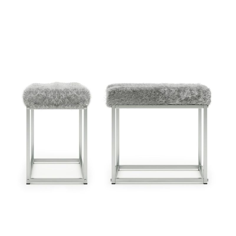 DH LUX Glam Glass Vanity Table and Stool Set by Denhour - Chrome