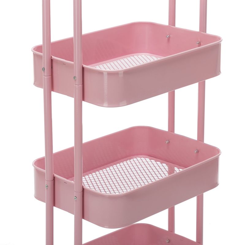 4-Tier Metal Utility Cart with Wheels Storage Shelves Organizer - 17.7"x13.7"x42.9" - Blue