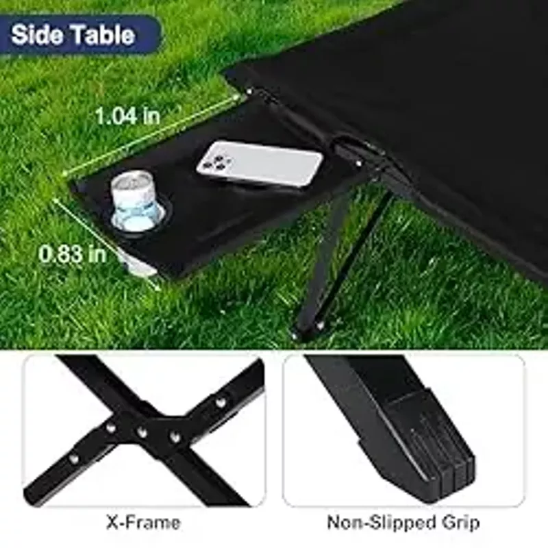 YSSOA Folding Camping Cot with Storage Bag for Adults, Portable and Lightweight Sleeping Bed for Outdoor Traveling, Hiking, Easy to Set up (Color: Black), 1 Pack