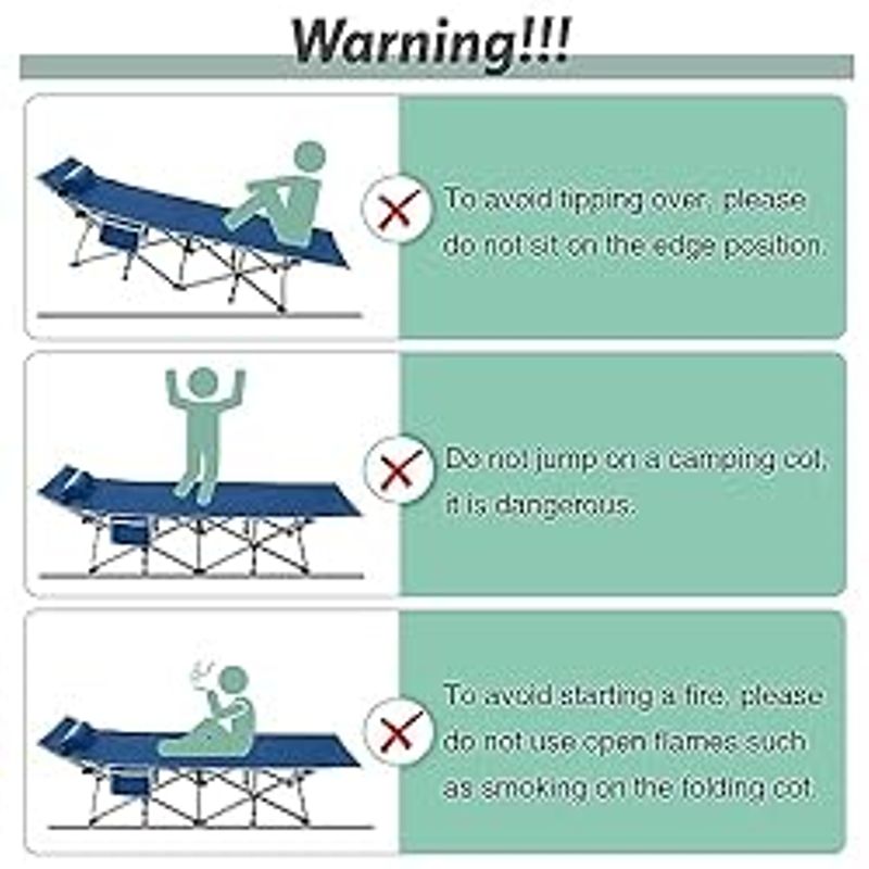 Slendor Folding Camping Cot with Mattress for Adults, 74 L x 28 W x 15 H, Camp Cot w/Pillow, Storage Bag, Sleeping Cot Bed for Tent,...