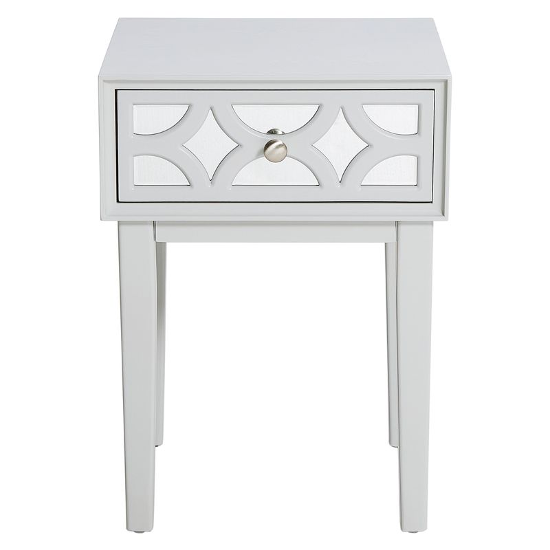 COZAYH Contemporary Mirror Front 1-Drawer Nightstand, Light Grey - Grey - 1-drawer