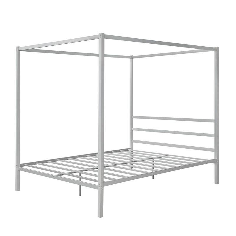 Moda Metal Framed Canopy Platform Bed - Silver