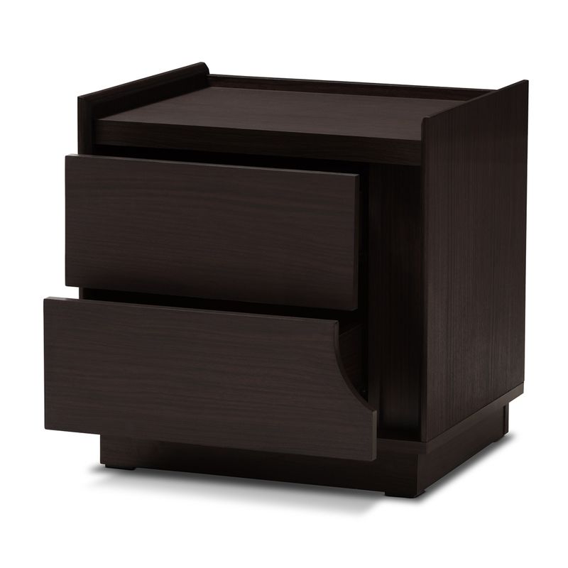 Contemporary Brown Finished 2-Drawer Nightstand by Baxton Studio