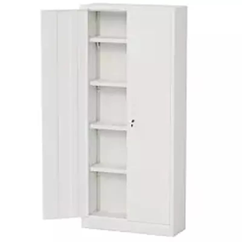 YESHOMY Metal Storage Cabinet with 2 Doors and 4 Adjustable Shelves,71" Steel Lockable File Organizer for Home Offie, Garage, Gym, School, Black, Medium Size, White