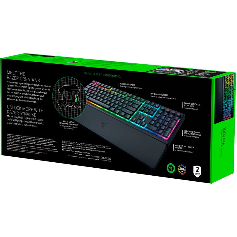 Alt View Zoom 16. Razer - Ornata V3 Full-Size Wired Mecha-Membrane Gaming Keyboard with Chroma RGB Backlighting - Black