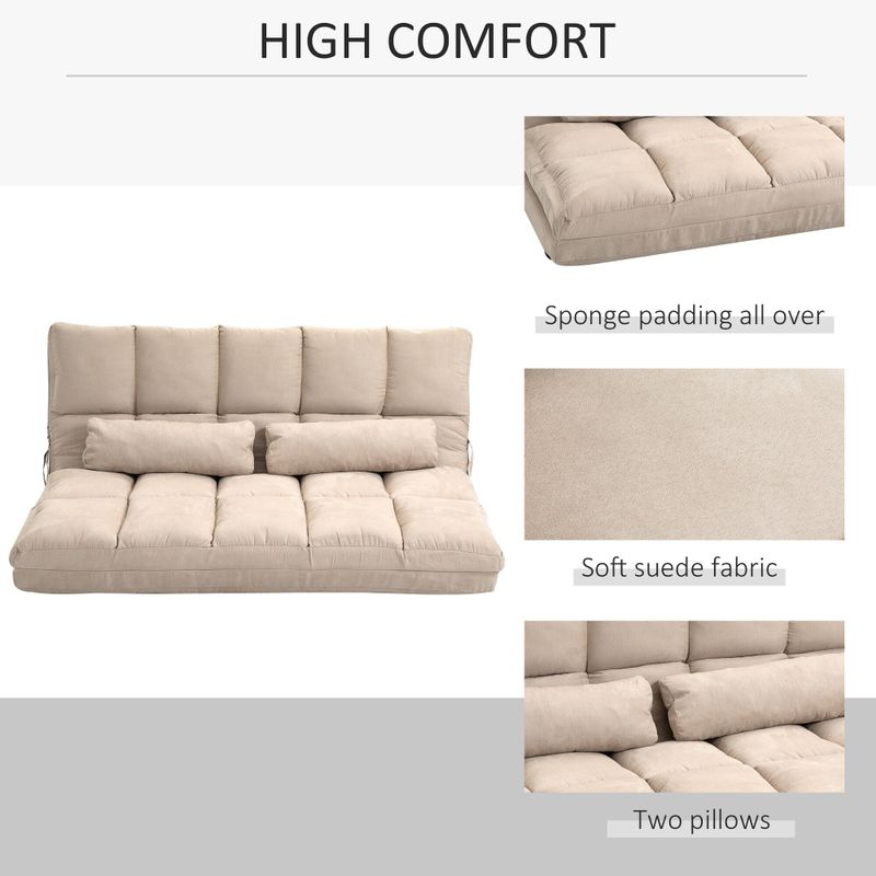 HOMCOM Convertible 7 Adjustable Positions Folding Couch Bed - Beige