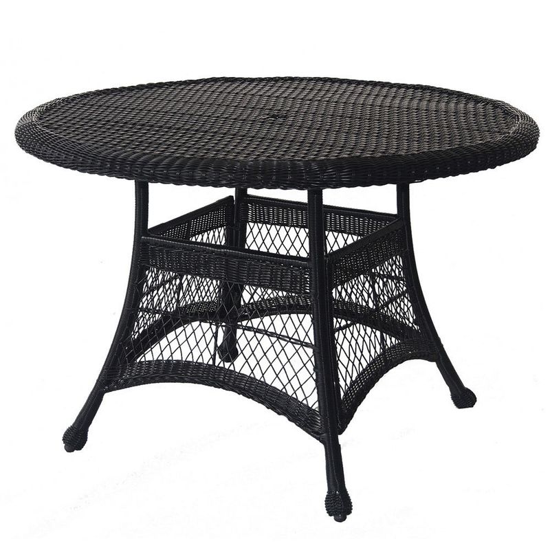 Round Resin Wicker Dining Table - White