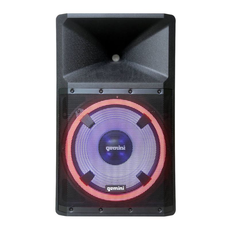 Gemini Bluetooth Party Speaker with Party Lights, Microphone, and Speaker Stand