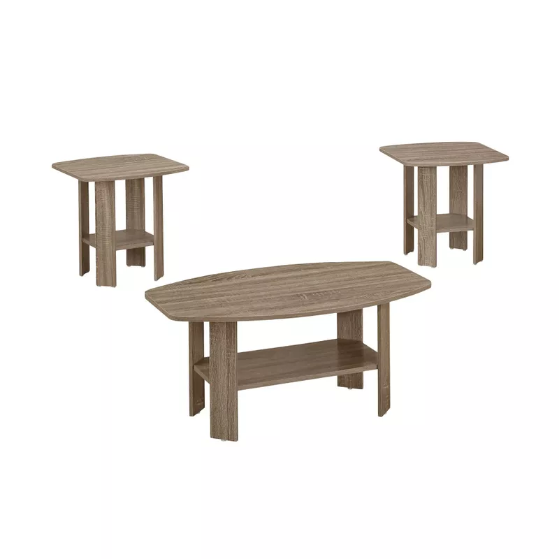 Table Set/ 3pcs Set/ Coffee/ End/ Side/ Accent/ Living Room/ Laminate/ Brown/ Transitional