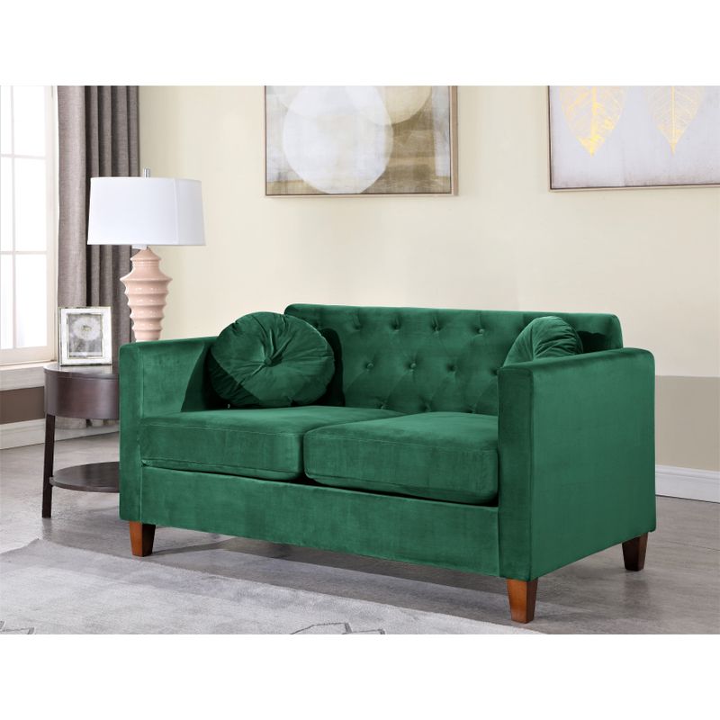 Lory velvet Kitts Classic Chesterfield Living room seat-Sofa Loveseat and Chair - Green
