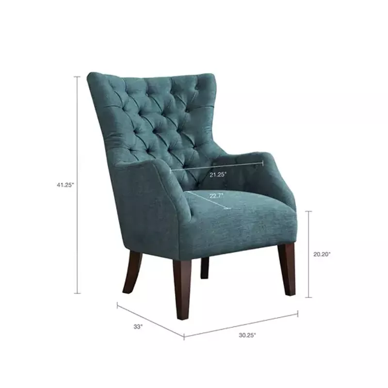 Teal Hannah Button Tufted Wing Chair