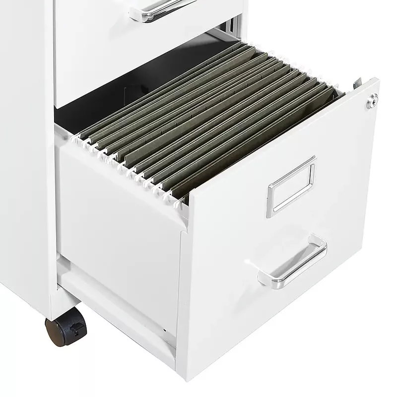 OSP Home Furnishings - 2 Drawer Mobile Locking Metal File Cabinet - White