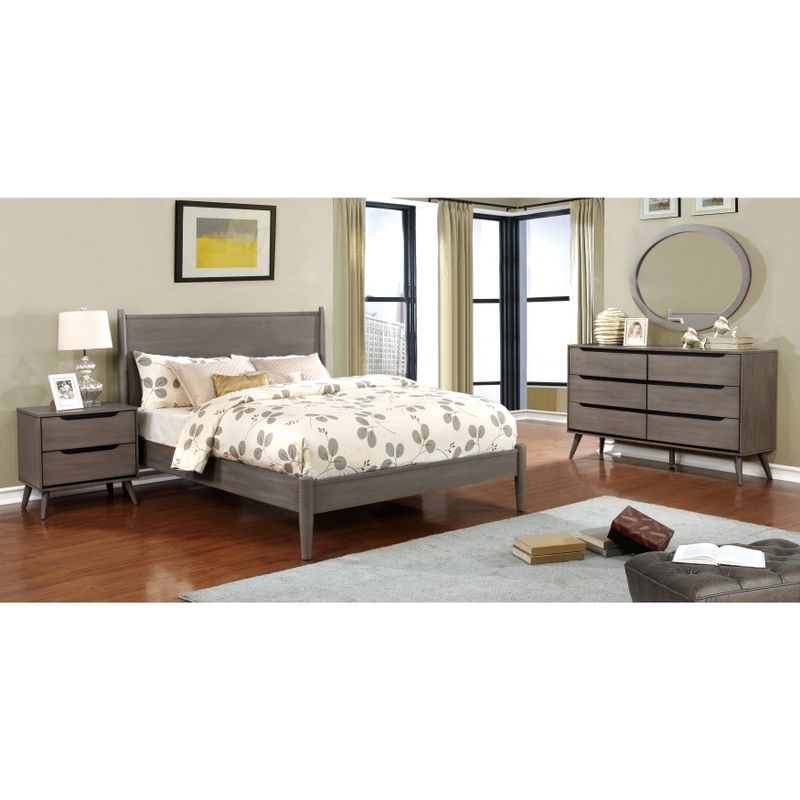 Furniture of America Coop Mid-century Grey 4-piece Bedroom Set - Eastern King
