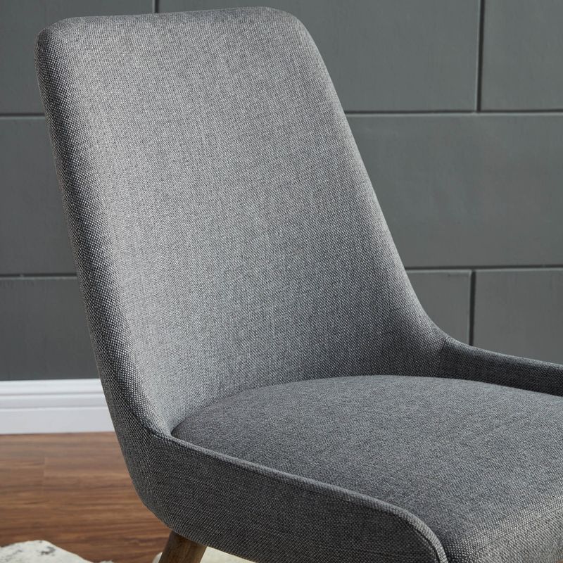 Mia Mid-century Grey Fabric Dining Chairs (Set of 2) - Mia Fabric Side Chairs Grey legs/Light Grey Fabric