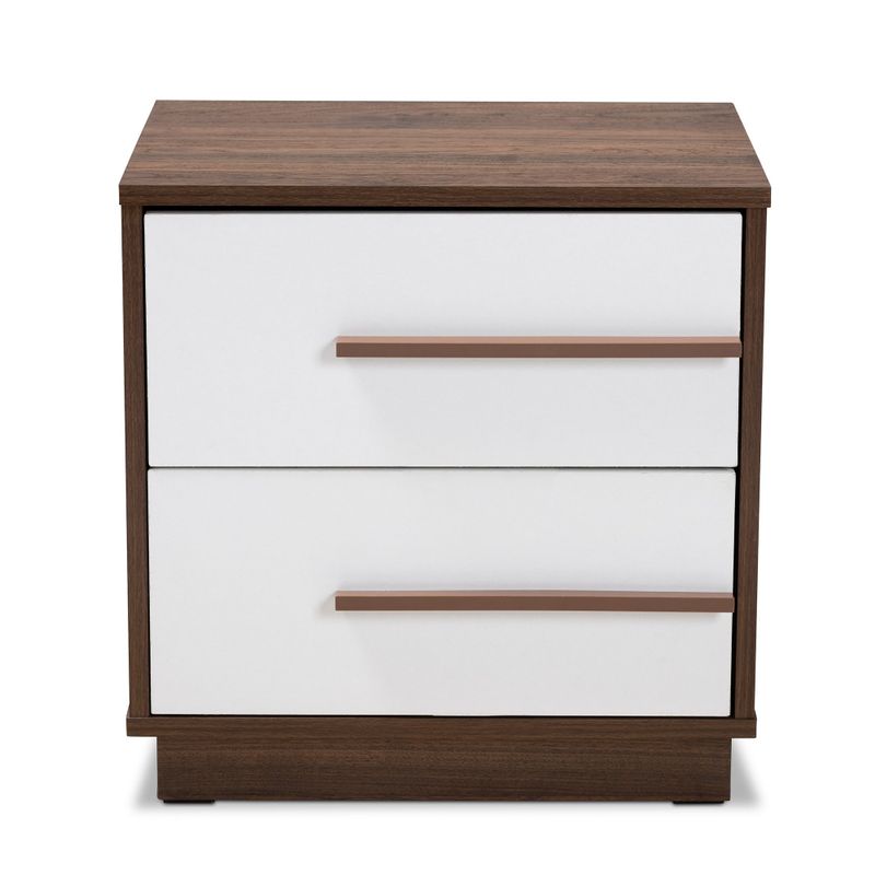 Mid-Century Modern 2-Drawer Wood Nightstand - Walnut/White