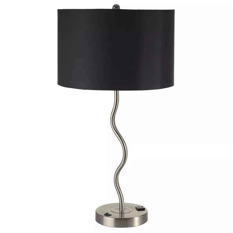 Contemporary Metal 15-inch Table Lamps in Black (Set of 2)