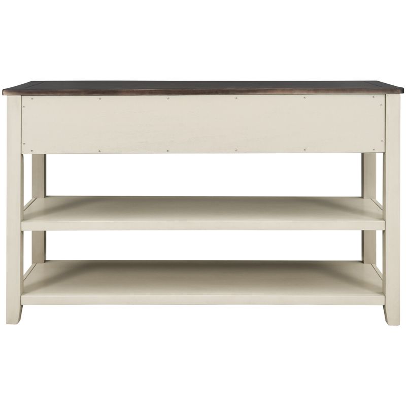 Nestfair Solid Wood Console Table with Three Top Drawers and Two Open Shelves - Beige