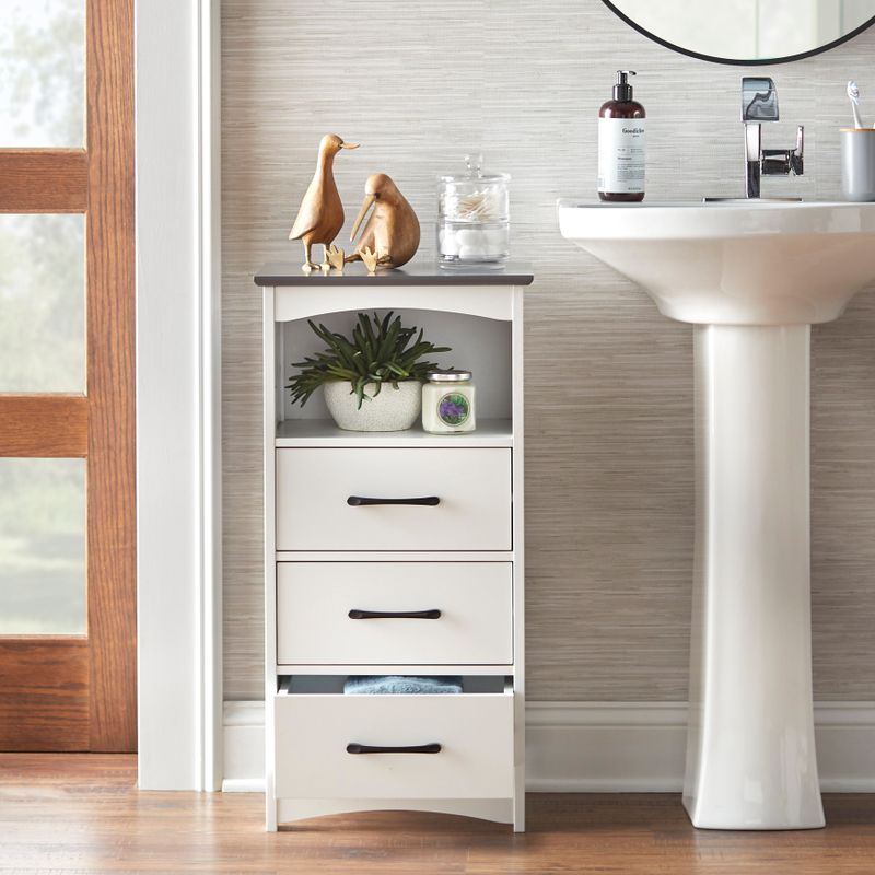 Simple Living Dalton 3-Drawer Bathroom Cabinet - White/Charcoal Grey
